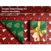 image:imageVitalizart Christmas Wrapping Paper Roll Set 17 With Satin Ribbon amp Gift Tags Green Reversible Holiday Design With Christmas Tree Snowflakes Stripes PlaidChristmas Wrapping Paper Set