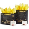 image:imageVitalizart Birthday Paper Gift Bags With Ribbon Handles Set of 2  PopUp Cards Tissue Paper Custom Calendar Design Black Bags for Kids Birthday Party Favors Goodie Bags Girls Boys Shower