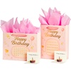 image:imageVitalizart Birthday Paper Gift Bags With Ribbon Handles Set of 2  PopUp Cards Tissue Paper Custom Calendar Design Pink Bags for Kids Birthday Party Favors Goodie Bags Girls Boys Shower