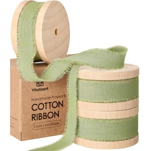 image:imageVitalizart Blue Cotton Ribbon Handmade Fringe 58 x 21 Yd Denim Pure Natural Cotton Ribbons for Gift Wrapping Wedding Invites Bridal Shower Bouquets Holiday DecorSage Green