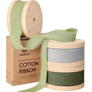 image:imageVitalizart Blue Cotton Ribbon Handmade Fringe 58 x 21 Yd Denim Pure Natural Cotton Ribbons for Gift Wrapping Wedding Invites Bridal Shower Bouquets Holiday DecorGreen  Incanus
