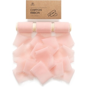 image:imageVitalizart Chiffon Ribbon Set 3 Rolls 2 x 15 Yards Pink SilkLike Handmade Frayed Edge Ribbon Soft Sheer Fabric for Wedding Bouquet Invitations Gift Wrapping Bridal amp Baby Shower Decorpink