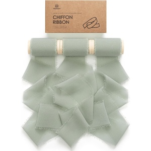 image:imageVitalizart Chiffon Ribbon Set 3 Rolls 2 x 15 Yards Pink SilkLike Handmade Frayed Edge Ribbon Soft Sheer Fabric for Wedding Bouquet Invitations Gift Wrapping Bridal amp Baby Shower Decordusty green
