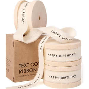 image:imageVitalizart Happy Birthday Cotton Ribbon 58 Inch Natural Handmade Frayed Fringe Ribbons 15 Yd for Birthday Gift Wrapping Crafts Flower Bouquets DecorHappy Birthday