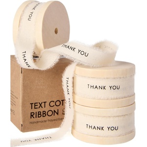 image:imageVitalizart I Love You Cotton Ribbon 58 Inch Natural Handmade Frayed Fringe Ribbons for Mothers Day Gift Wrapping Anniversary Crafts Wedding Bridal Flower Bouquets Decor 15 YdTHANK YOU