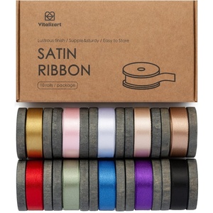 image:imageVitalizart Satin Ribbon 38 Inch Double Faced Silk Like Thin Ribbon for Gift Wrapping Bouquet Hair Wedding Christmas Decoration 30 YardsAssorted Color