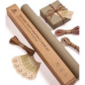image:imageVitalizart Textured Wrapping Paper Set 17 Roll Twine Ribbons amp Tags Extra Thick AllinOne Neutral Beige Kraft Christmas Gift Wrap Birthday Baby Shower Wedding Crafts Vintage Minimalist Housewarming Flower BookTan Paper  Twine Ribbons Set