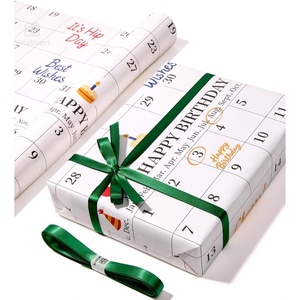 image:imageVitalizart WriteOn Calendar Birthday Wrapping Paper Set 17 With 5Yard Satin Ribbon Recyclable Customizable Gift Wrap For Birthday Party Baby Shower Handmade CraftsWhite Birthday Wrapping Paper