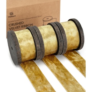 image:imageVitalizart Velvet Ribbon Set 1 x 9Yd Wooden Spool Gold Luxury Velvet Ribbons Double Side for Christmas Tree Wreath Decoration Ornaments Gift Wrapping Flower Bouquet 3 Rolls  3Yd
