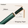 image:imageVitalizart Black Metallic Grid Wrapping Paper Set 17 Organza Ribbon amp Tags  AllInOne Recyclable Luxury Elegant Gift Paper Roll Christmas Holiday Bridal Baby Shower Wedding Girls Boys Birthday 197Green Paper  Green Ribbons