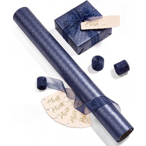 image:imageVitalizart Black Metallic Grid Wrapping Paper Set 17 Organza Ribbon amp Tags  AllInOne Recyclable Luxury Elegant Gift Paper Roll Christmas Holiday Bridal Baby Shower Wedding Girls Boys Birthday 197Blue Paper  Blue Ribbons