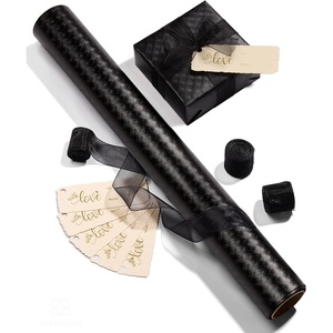 image:imageVitalizart Black Metallic Grid Wrapping Paper Set 17 Organza Ribbon amp Tags  AllInOne Recyclable Luxury Elegant Gift Paper Roll Christmas Holiday Bridal Baby Shower Wedding Girls Boys Birthday 197Black Paper  Black Ribbons