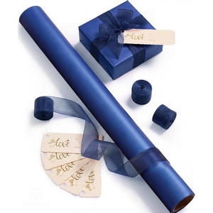 image:imageVitalizart Burgundy PearlyLustre Wrapping Paper 17 Organza Ribbon amp Tags  AllInOne Recyclable Vintage Elegant Gift Paper Roll Christmas Holiday Bridal Baby Shower Wedding Girls Boys Birthday 197Navy Blue