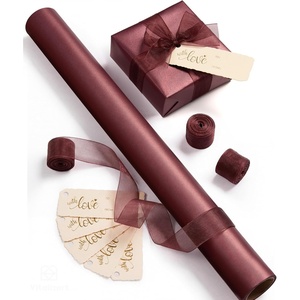 image:imageVitalizart Burgundy PearlyLustre Wrapping Paper 17 Organza Ribbon amp Tags  AllInOne Recyclable Vintage Elegant Gift Paper Roll Christmas Holiday Bridal Baby Shower Wedding Girls Boys Birthday 197Burgundy