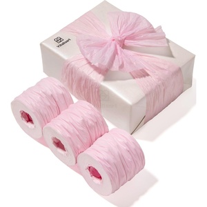 image:imageVitalizart Crinkle Paper Ribbon 15 x 75 Yds for Gift Wrapping Recyclable  Nude amp White Rustic Paper Ribbons For Crafts Flower Bouquet Wedding Bridal Baby Shower Birthday Holiday Raffia Natural TonePink