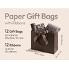 image:imageVitalizart Large Paper Gift Bags With Handles amp Ribbon Bows Thick Texture  Set of 4 Bulk Pack Green Reusable For Gift Wrap Girls Kids Birthday Bridal Baby Shower Party Favors Goodie Candy 129x10x5Cream  Champagne 12 Pcs