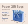 image:imageVitalizart Large Paper Gift Bags With Handles amp Ribbon Bows Thick Texture  Set of 4 Bulk Pack Green Reusable For Gift Wrap Girls Kids Birthday Bridal Baby Shower Party Favors Goodie Candy 129x10x5Blue  White