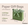 image:imageVitalizart Large Paper Gift Bags With Handles amp Ribbon Bows Thick Texture  Set of 4 Bulk Pack Green Reusable For Gift Wrap Girls Kids Birthday Bridal Baby Shower Party Favors Goodie Candy 129x10x5Green  Cream