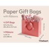 image:imageVitalizart Large Paper Gift Bags With Handles amp Ribbon Bows Thick Texture  Set of 4 Bulk Pack Green Reusable For Gift Wrap Girls Kids Birthday Bridal Baby Shower Party Favors Goodie Candy 129x10x5Pink  Cream