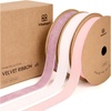 image:imageVitalizart Brown Velvet Ribbon 58 Christmas Ribbon Set Plush Texture  15 Yd Rustic Holiday Thin Ribbon For Gift Wrapping Wreaths Tree Ornaments Bows Garland Festive Decor Dark Brown amp NudePink Nude Ivory