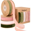 image:imageVitalizart Velvet Ribbon 58 x 25 Yd Plush Texture Mixed Color Set  Rustic Holiday Thin Christmas Ribbon For Gift Wrapping Crafts Wreaths Tree Ornaments Bows Garland Festive Decor Pink GreenGreen  Pink