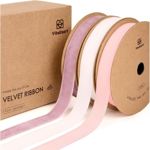 image:imageVitalizart Brown Velvet Ribbon 58 Christmas Ribbon Set Plush Texture  15 Yd Rustic Holiday Thin Ribbon For Gift Wrapping Wreaths Tree Ornaments Bows Garland Festive Decor Dark Brown amp NudePink Nude Ivory