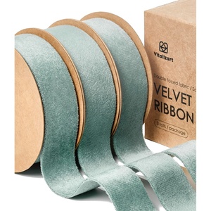 image:imageVitalizart Green Velvet Ribbon 1 Inch x 15 Yds Double Faced  Rustic Holiday Thin Velvet Christmas Ribbon For Gift Wrapping Wreaths Tree Ornaments Bows Garland Festive Decor Craftsdusty green