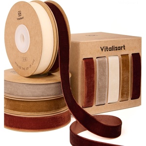 image:imageVitalizart Velvet Ribbon 58 x 25 Yd Plush Texture Mixed Color Set  Rustic Holiday Thin Christmas Ribbon For Gift Wrapping Crafts Wreaths Tree Ornaments Bows Garland Festive Decor Pink GreenBrown  Ivory