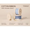 image:imageVitalizart Beige Cotton Ribbon 1 x 15Yd Handmade Frayed Fringe Light NudeDusty Blue Ribbon