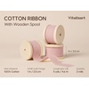 image:imageVitalizart Beige Cotton Ribbon 1 x 15Yd Handmade Frayed Fringe Light NudePink Ribbon