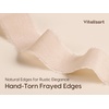image:imageVitalizart Dusty Blue Cotton Ribbon 1 x 15 Yds Handmade Frayed FringeNude  Ivory