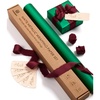 image:imageVitalizart Matte Metallic Silver Wrapping Paper Set 30 Ribbons amp Gift TagsGreen Paper  Red Ribbons
