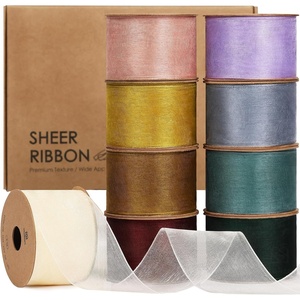 image:imageVitalizart Organza Ribbon 15 x 30 Yd Christmas Sheer Ribbons Set 10 Yd x 3 Rolls Red Green White for Christmas Decor Gift Wrapping Crafts Bows Wedding Invitations Wreaths BouquetMixed 9 Rolls