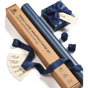 image:imageVitalizart Gold Wrapping Paper Set 17 PearlyLustre Ribbons amp Gift TagsBlue Paper  Blue Ribbons