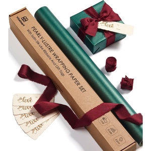 image:imageVitalizart Gold Wrapping Paper Set 17 PearlyLustre Ribbons amp Gift TagsGreen Paper  Burgundy Ribbons