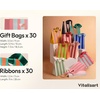 image:imageVitalizart Striped Paper Gift Bags With Ribbon Handles Small Bulk Pack10 Mixed Colors