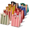 image:imageVitalizart Striped Paper Gift Bags With Ribbon Handles Small Bulk Pack10 Mixed Colors