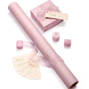 image:imageVitalizart Black Wrapping Paper Set 17 Foil Print With Ribbons amp Gift TagsPink Paper  Pink Ribbon