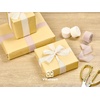image:imageVitalizart Merry Christmas Chiffon Silk Ribbon 1 Printed Text Gold FoilNude  White