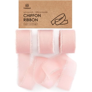 image:imageVitalizart Merry Christmas Chiffon Silk Ribbon 1 Printed Text Gold FoilBlush Pink