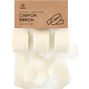 image:imageVitalizart Merry Christmas Chiffon Silk Ribbon 1 Printed Text Gold FoilCream White
