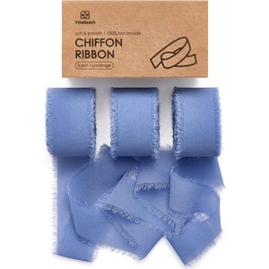 image:imageVitalizart Merry Christmas Chiffon Silk Ribbon 1 Printed Text Gold FoilDusty Blue 3 Rolls