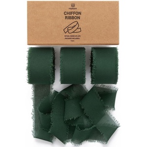 image:imageVitalizart Merry Christmas Chiffon Silk Ribbon 1 Printed Text Gold Foildark green