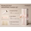 image:imageVitalizart Black PearlyLustre Wrapping Paper Set 17 Ribbons amp StickersWhite Paper  Pink Ribbons