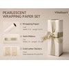 image:imageVitalizart Black PearlyLustre Wrapping Paper Set 17 Ribbons amp StickersWhite Paper  Sage Ribbons