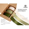 image:imageVitalizart Sage Green Satin Ribbon 1 x 30 Yds Double Face Gift WrappingSage Green  Cream