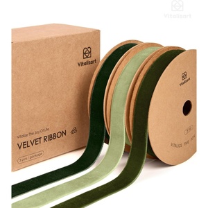 image:imageVitalizart Dark Green Velvet Ribbon 58 Christmas Ribbon Set Plush TextureDusty  Dark Green