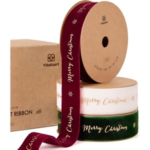 image:imageVitalizart Dark Green Velvet Ribbon 58 Christmas Ribbon Set Plush TextureMerry Christmas 1 in