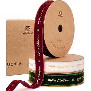 image:imageVitalizart Dark Green Velvet Ribbon 58 Christmas Ribbon Set Plush TextureMerry Christmas 58 in