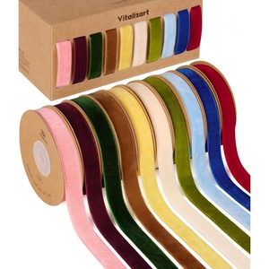 image:imageVitalizart Green Velvet Ribbon 58 x 25 Yd Christmas Set Plush TextureAssorted 10 Colors